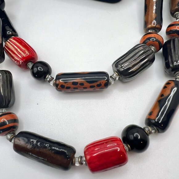 Glazed Trading Beads Vintage Necklace - Picture 3 of 7